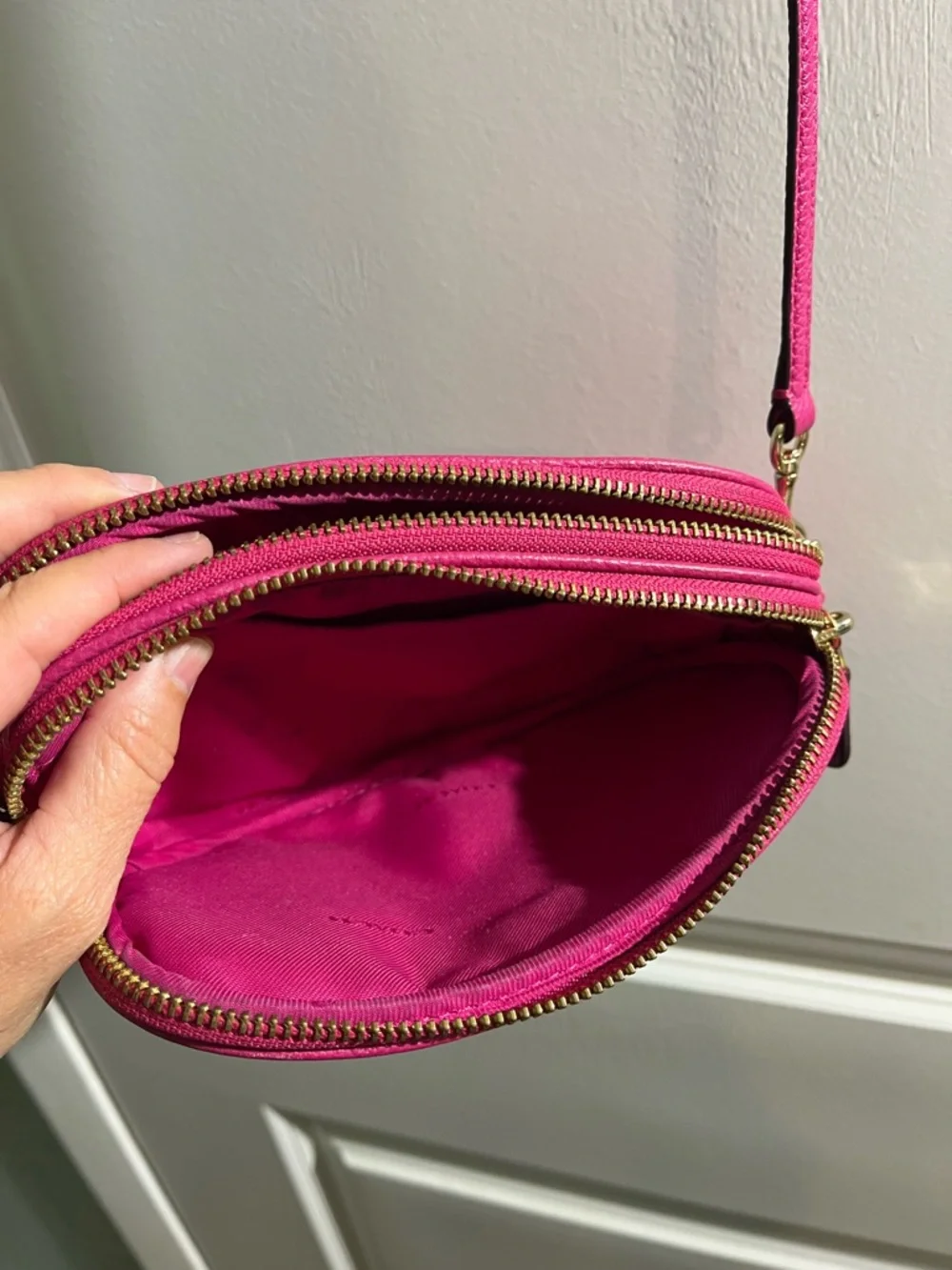 Coach Pebbled Leather Crossbody in Bright Pink - Picture 6 of 10